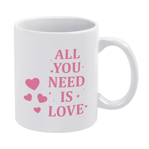 FGHRR All You Need is Love Valentine Ceramic Mugs Bulk Cute Couple Cups Set for Anniversary Wedding Engagement Birthday Couple Gifts Mom Girlfriend