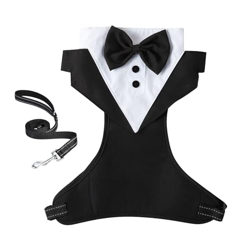 Traje de fiesta de boda | Camisa de pajarita de boda con cuerda de tracción | Traje de boda para perro, esmoquin formal para perro, ropa de cachorro para ocasiones formales