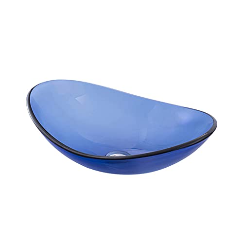 Lavabo de vidrio templado azul con diseño elegante para baños de lujo 2