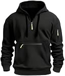 Rela Bota Mens Hoodies Quarter Zip Hoodie Color Contrast Hooded Sweatshirt | 1/4 Zip Closure, Kangaroo Pocket & Sleeve Pocket, Drawstring Hood, Fleece Lined, Ideal for Daily Outings/Workout/Campus Wear