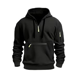 Rela Bota Mens Hoodies Quarter Zip Hoodie Colour Contrast Hooded Sweatshirt Long Sleeve Hoody Tops with Pocket