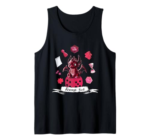 Always Red Juego de mesa Nerd Dragón con dados Camiseta sin Mangas