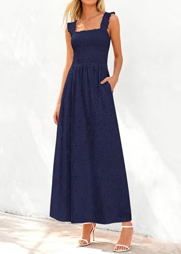Image of KIRUNDO Summer Lace Dress for Women Eyelet Maxi Sundress