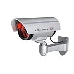 BASI-Dummy-Camera-with-Flashing-LED-Light-Dummy-Camera-Security-Camera-Indoor-and-Outdoor-Surveillance-Camera-Wall-Mount-Wireless-Silver-CCTV