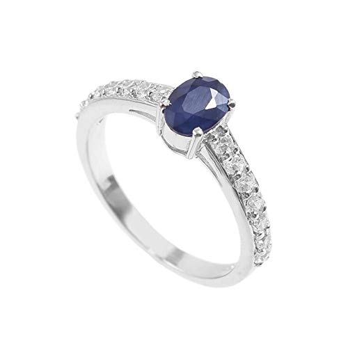 925 Silver Sapphire Engagement Ring 5x7 mm Oval 1.1 Ct Blue Sapphire Wedding Ring Blue Sapphire Anniversary Ring Blue Sapphire Promise Ring