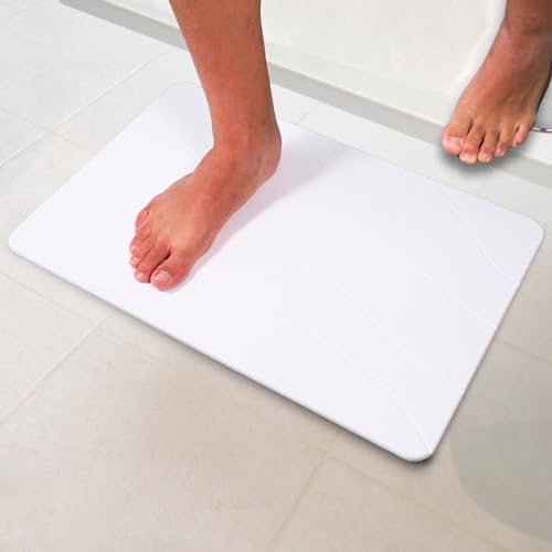 Pure 4Home Tapis de Bain Diatomite Antidérapant 60 x 39 cm | Sortie de Douche Super Absorbante Séchage Rapide | Pierre Naturelle Salle de Bain | Diatomite...