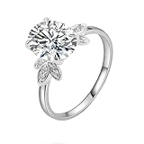 Whoiy Anillo de oro para mujer de 9 quilates, anillos de boda grabados, elegantes alianzas de compromiso, oro blanco 375 con moissanite 2ct D Color VVS1 para mujer, talla 62 (19,7)