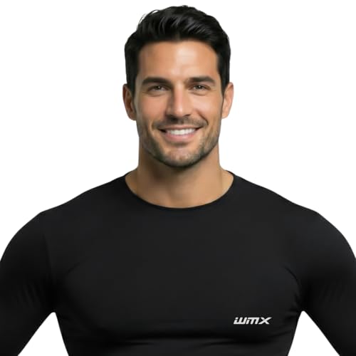 Image of WMX Full Sleeve Plain Athletic Fit Multi Sports Compression T-Shirt, Top Inner Wear