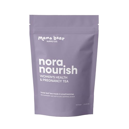 Nora Nourish Organic Pregnancy Tea – Red Raspberry Leaf Herbal Blend for Third Trimester, Postpartum & Women’s Health – Caffeine-Free Loose Leaf Tea (2 oz (30 servings))