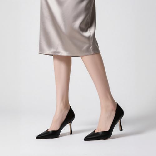 Image of Women Pointed Closed Toe 2.5 Inch Kitten Heel Slip On Pumps