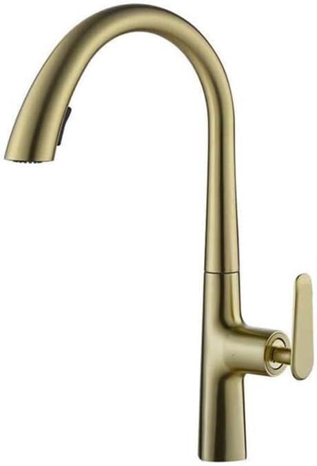 Robinet de cuisine extractible mitigeur doré rotatif pour optimiser le lavage des plats