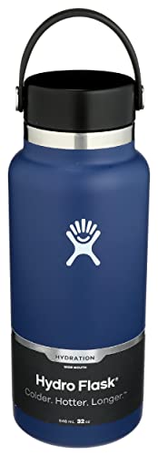 Hydro Flask 32 oz. Water Bottle - Stainless Steel, Reusable, Vacuum Insulated- Wide Mouth with Leak Proof Flex Cap
