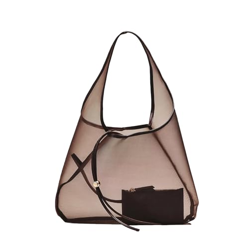 Bolso de playa de malla transparente tipo hobo con bolsa pequeña miniatura 1