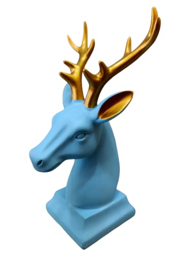 Image of AUGEN Polyresin Blue Deer Idol Statue Showpiece for Home Decor Decoration and Gifting (1 Piece,9830D)