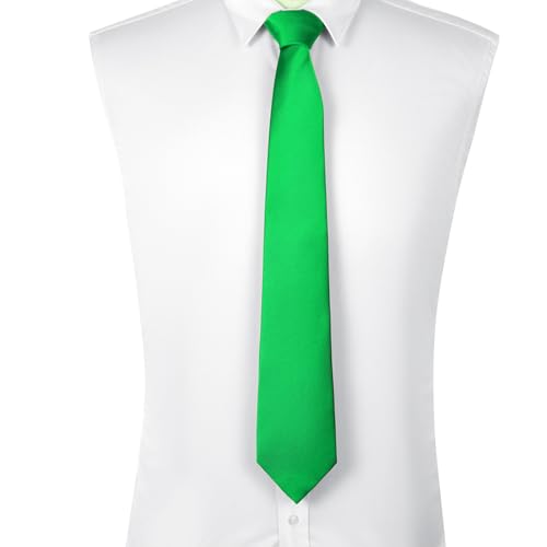 Image of DecTwig Men's Ties Solid Color Formal Neckties 3.15 inch (8CM) Lime Green Ties For Men