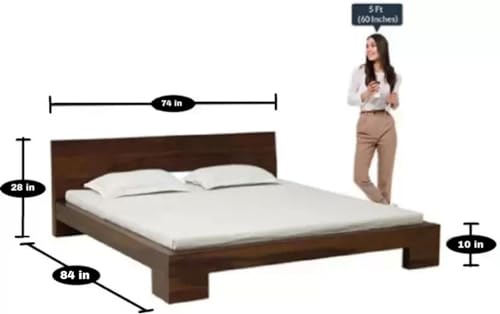 Image of King Bed Solid Sheesham Wood for Bedroom Delivery Condition-DIY(Do-It-Yourself) Solid Wood King Bed (Finish Color - Dark Walnut Finish, Delivery Condition - DIY(Do-It-Yourself))