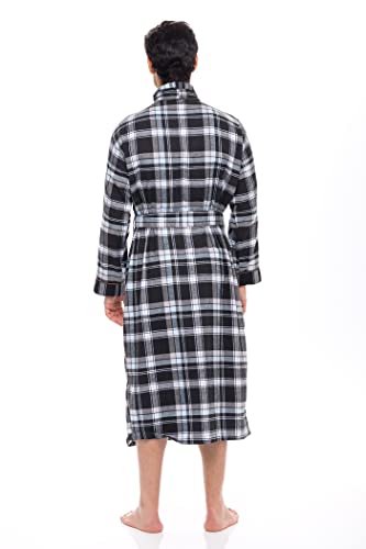 AMERICAN HEAVEN Men's Flannel Fleece Robe | Soft Cotton Shawl Collar Full Length Plaid Robe4