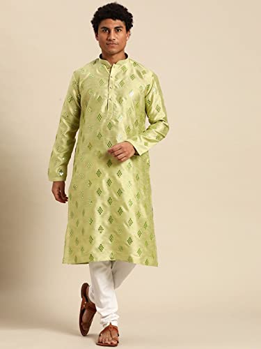 Image of Rajubhai Hargovindas Men's Jacquard Work Kurta Set