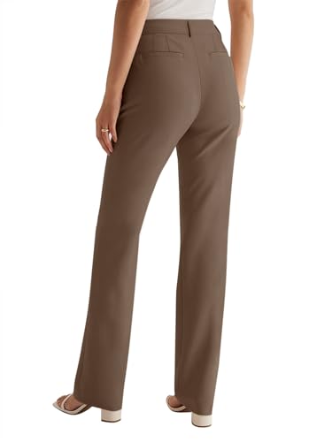 NIMIN Womens Work Dress Business Casual Pants High Waisted Office Trousers Straight Leg Ankle Slacks Pockets 2025 Summer Outfits Tawny Medium4
