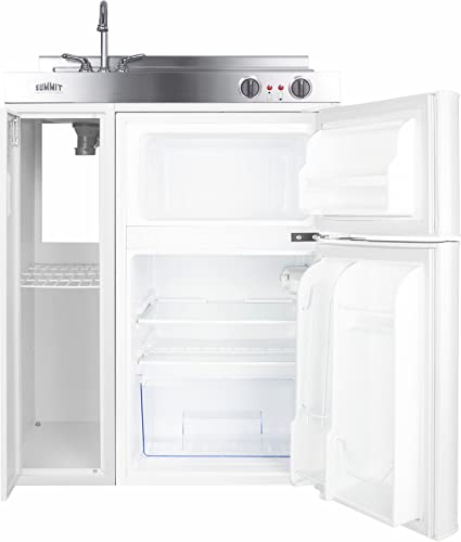 Summit C30El 30" Kitchenette With 2 Coil Element Cooktop Sink And Faucet In White (Compact Refrigerator Sold #TOP2