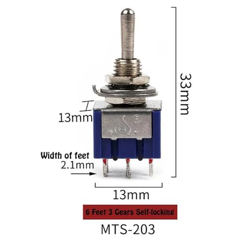 Mini interrupteur SPDT MTS-103 avec levier métallique robuste 6A