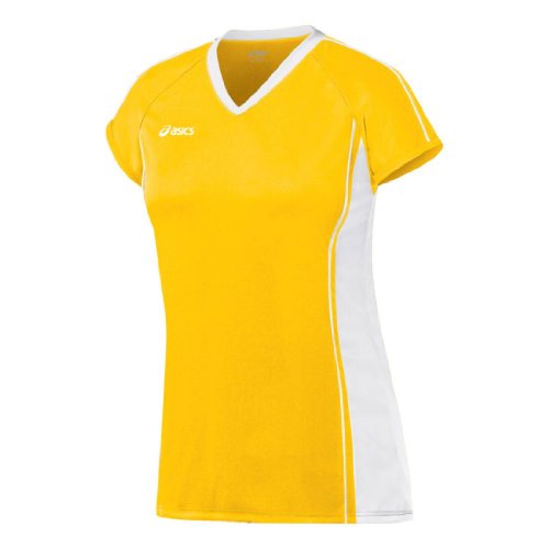 ASICS Womens Replay Jersey, Color:Gold/White, S