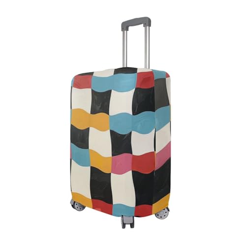 senya Travel Luggage Cover Suitcase Protector Wave Irregular Color Lattice Washable Baggage Covers Fits 22-24 Inch Luggage3