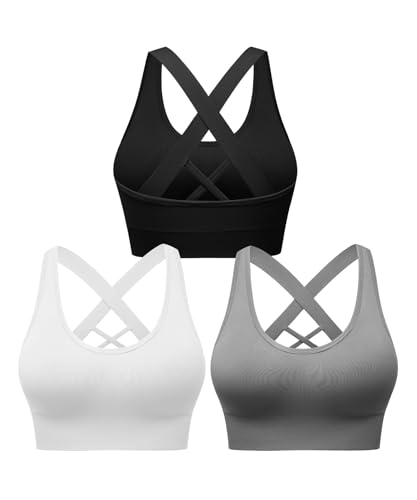 Image of Sports Bras for Women High Support, Multipack Padded Supportive Criss Cross Back Wireless Running Yoga Workout Bra