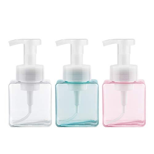 Yebeauty Pump Bottle, Square Empty Pump Dispenser Bottle Foam Pump Bottle Dispenser for Bathroom Kitchen- 8.5oz/250ml, Pack of 3