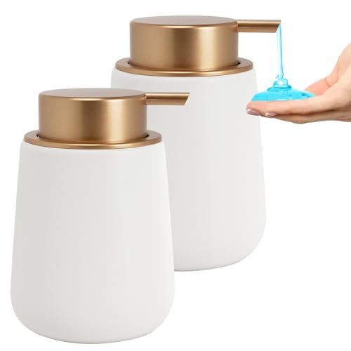 Image of Soap Liquid Dispenser Ceramic with Easy-to-Press Pump Hand Liquid Dispenser for Shampoo Bathroom Kitchen 12 oz 2pcs