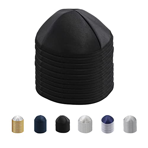 Ateret Judaica Yarmulke for Men & Boys - 10-Pack Satin Kippah Cap Size 19 cm Jewish Yamaka Hat Black