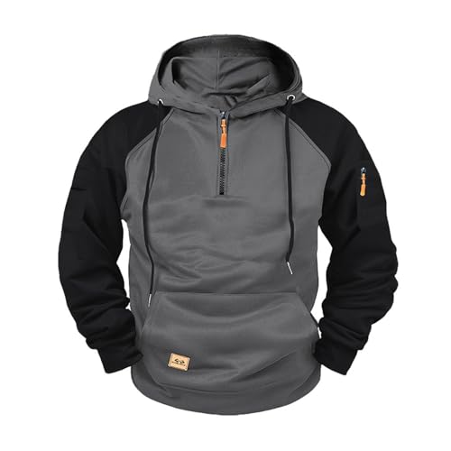 ADHOWBEW Work Hoodies for Men Fall Winter Tactical Clothing Travel Quarter Zip Big and Tall Sweatshirt with Pockets