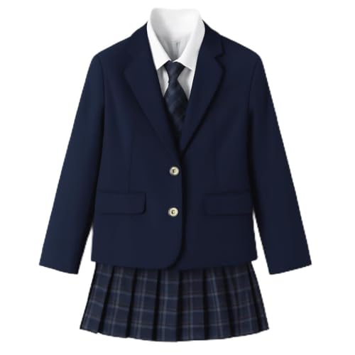 [AOKOWN] スクールブレザー 女子 制服 ブレザー【新しい】 女子高校生 ネイビー 学生服 jk なんちゃって制服 婦人服 入学式 女の子 可愛い ボタン ジャケット 上着 高校生 学園風 文化祭 パーティ（ブレ ザーのみとバッジ）