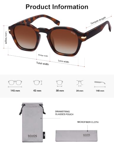 Image of SOJOS Retro Square Polarized Sunglasses Men Trendy Womens SJ2382 | Vintage UV400 90s Sun Glasses Outfit Driving