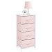 mDesign Tall Vertical Dresser Storage Tower - 4 Drawers - Sturdy Steel Frame, Wood Top, Easy Pull Fabric Bins - Multi-Bin Organizer for Child/Kids Bedroom or Nursery - 37" H - Light Pink/White Dots