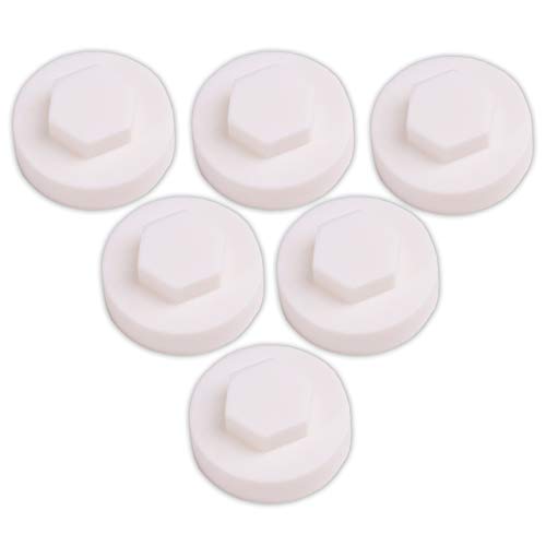100x White Hex TEK Roofing Cover Caps for 16mm Washer/Coverage & 8mm Recess
