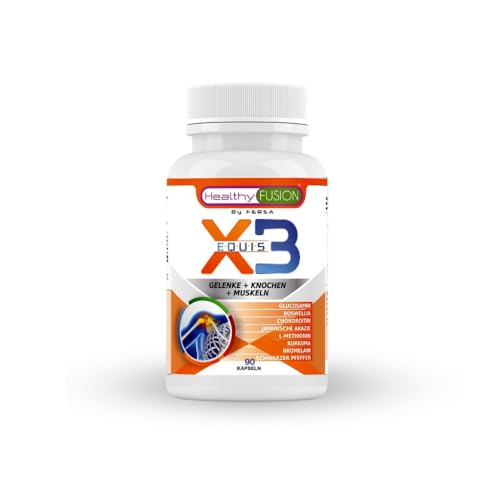 Healthy Fusion, X3 | Starkes entzündungshemmendes und schmerzlinderndes Mittel mit Kurkuma, Glucosamin und Chondroitin | Lindert Schmerzen in Muskeln, Gelenken und Knochen | 90 Kapseln