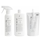 SANI-SHIELD サニーシールドAg+ 除菌スプレー トリガー1本(300ml)＋詰替1袋(300ml)＋スクラブ1本(284ml) サボン クリーナー 中性 抗菌コーティング ウィルス 花粉 消臭 防カビ お掃除 洗浄 撥水 艶 ツヤ 手に優しい 古堅純子 銀イオン ペット臭 日本製