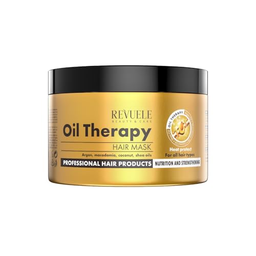Revuele Haarmaske Öltherapie, 500ml, Profi-Haar-Behandlung für die Stärkung, Glanz und Ernährung, mit Argan-Öl, Macadamia Öl, Kokosöl und Shea-Öl