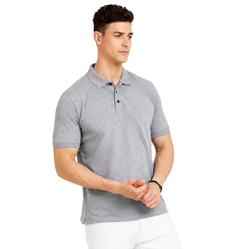 Image of Men's Plain Polo T-Shirt | Cotton Blend Regular Fit Casual Collar T-Shirt