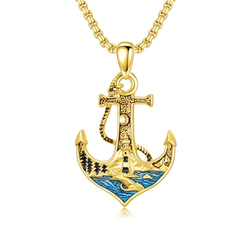 Anchor Wave/Four Leaf Clover/Surfboard Necklace 925 Sterling Silver Anchor Pendant Jewelry Gift Graduation Gift for Men Women