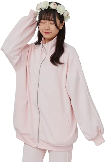 Amazon ウィゴー セットアップ対応 スクール ジャージ ルームウェア 部屋着 ハーフジップ 体育祭 トップス 学生 服 制服 アウター 無地 羽織 女子 通学 運動 ジム 春 夏 秋 冬 ライン レディース F Lピンク ジャージ上下セット 通販