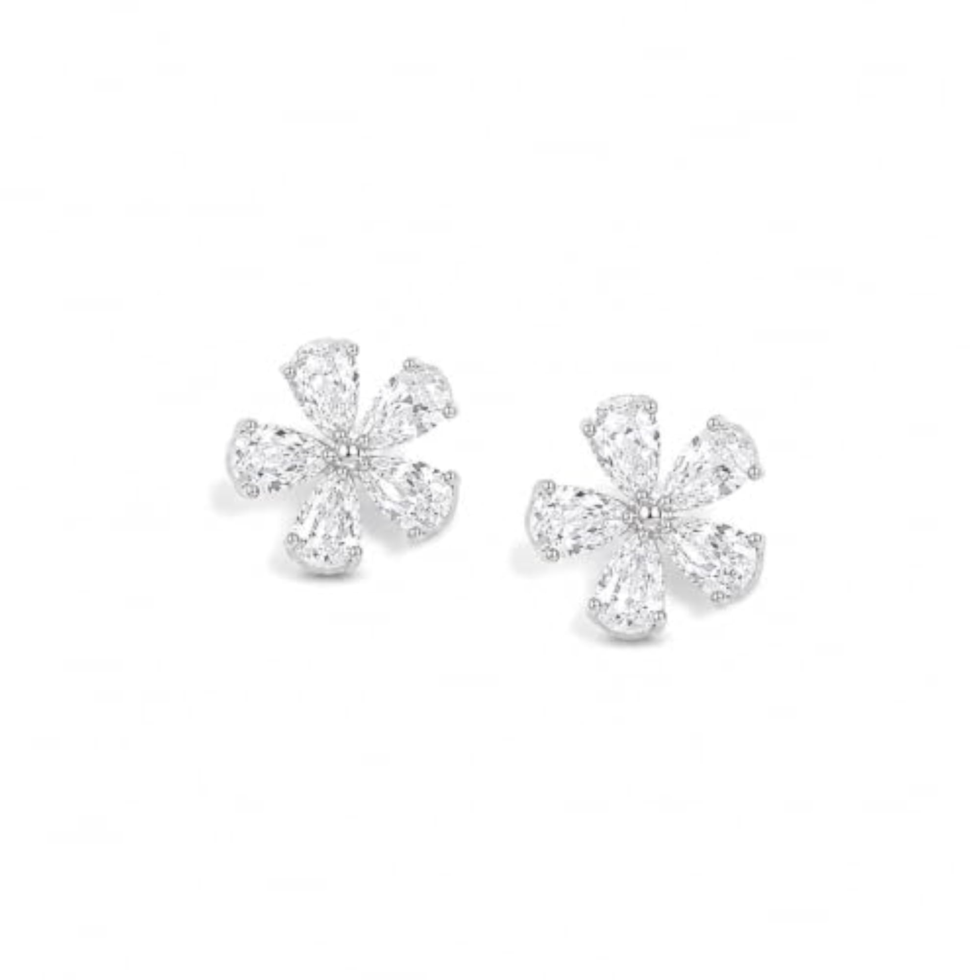 Women's 925 Sterling Silver Luxe Flower Sparkle Earrings