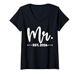 Photo Gallery donna mr. est. 2026 just married promoted to mr and mrs matching maglietta con collo a v Photo Gallery donna mr. est. 2026 just married promoted to mr and mrs matching maglietta con collo a v