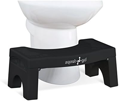 SQUAT-N-GO 7” Folding Squatting Stool | The Only Foldable Toilet Stool | Convenient and Compact – Great for Travel | Fits All Toilets, Folds for Easy Storage, Use in Any Bathroom | Black Color |