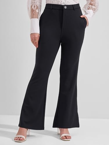 Image of Tokyo Talkies Women's Stretchable Bootcut Pants | High Rise Flared Trousers |Travel & Formal Wear|Workwear Trousers
