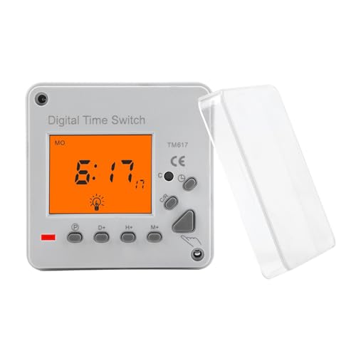 Pretfy Interruptor de Temporizador de Control Inteligente Programable Eléctrico Digital con Pantalla Fondo (220VAC TM617-2)