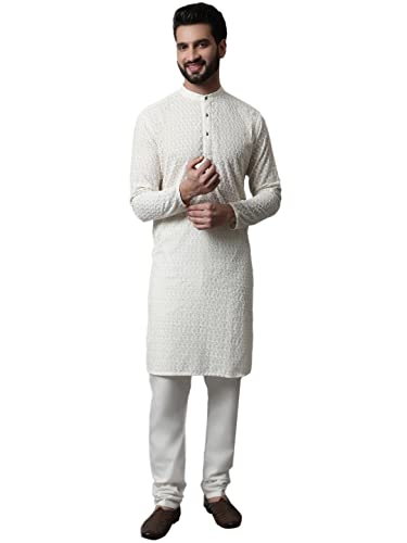 Image of Jompers Men's Regular Fit Cotton Embroidered Kurta Set