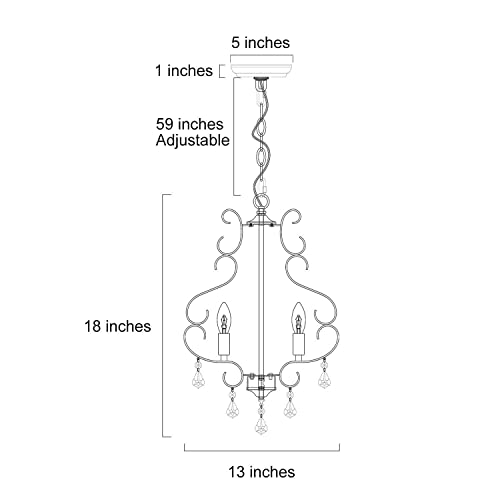 Image of KSANA Crystal Chandelier, Chandelier Light Fixture with K9 Crystal, Modern Pendant Lighting for Kitchen Island, Dining Room and Bedroom, 13'' D x 18'' H
