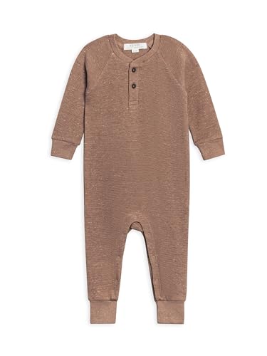 Image of Colored Organics Crosby Waffle Romper - Heather Mocha Waffle - 12-18M